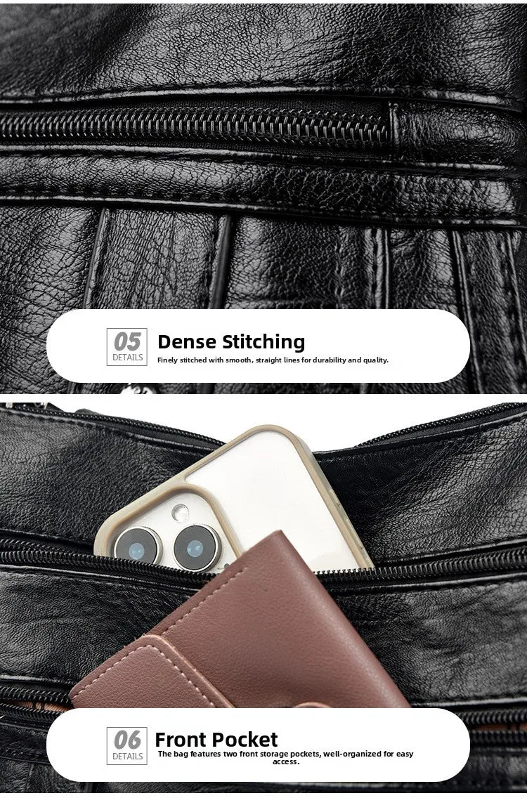 Trendy Women's Soft Leather Shoulder Bag Large Capacity Diagonal Crossbody Bag Street Style Matron Bag Fashionable All-Match