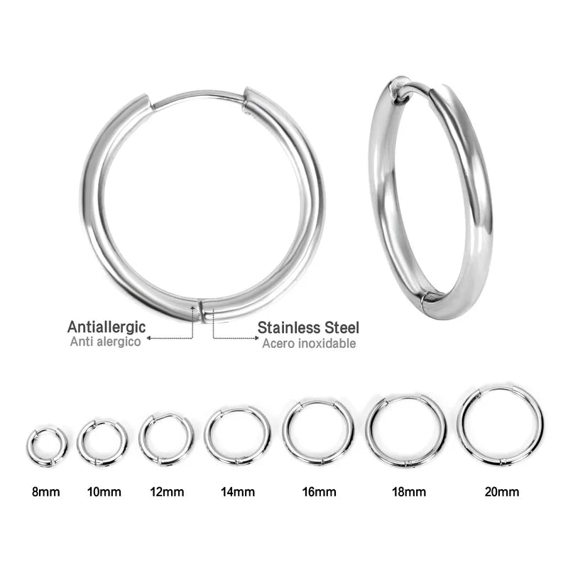 1 Pair Stainless Steel Hoop Earrings Women'S Men Gold Color Small Earrings Girl Jewelry Pendientes Mujer Aretes Cartilage Piercing