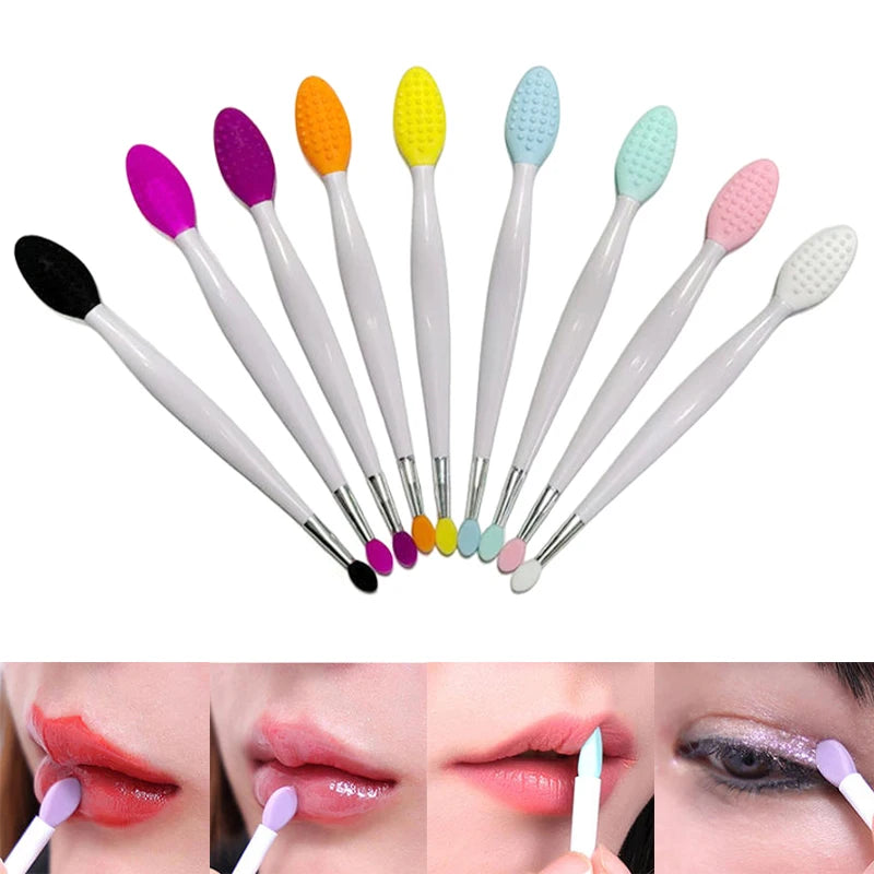 Double-headed Silicone Brush Skin Care Lip Exfoliating Facial Cleansing Face Scrub Nose Clean Brush Lipstick Lip Balm Applicator
