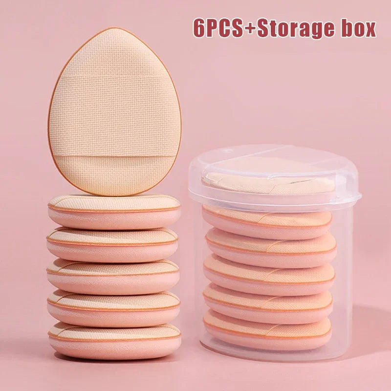6PCS Foundation With Storage Face Concealer BB Mini Finger Puff Box Cream Cosmetic Applicator Makeup Air Cushion Powder Sponge