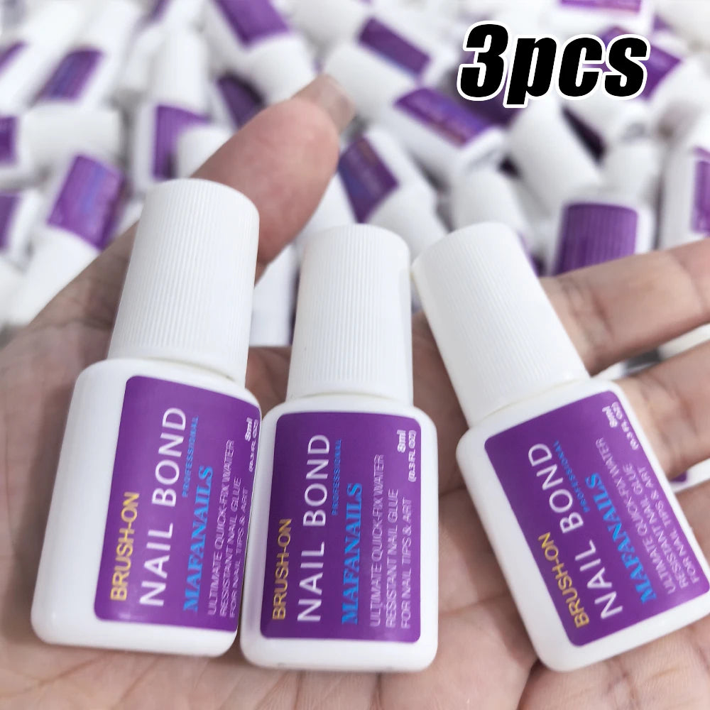 Pegamento de uñas con brocha de 8 g/botella para puntas de uñas acrílicas, adhesivo de larga duración, súper fuerte (7 g/unidad), adecuado para uso profesional.