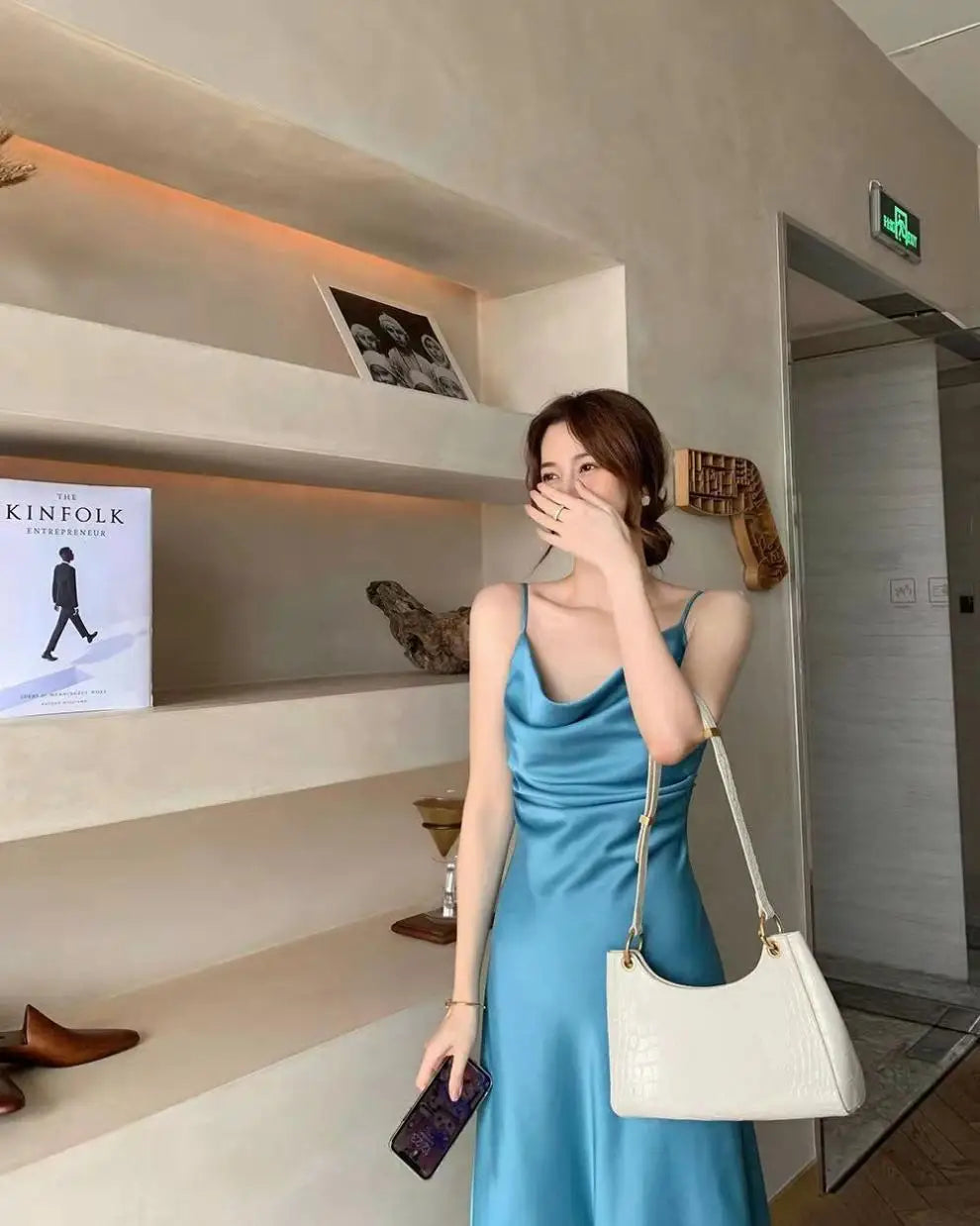 Slimming A-Line Midi Dress Women's Summer 2026 New Style Drapey Strapless Gown Gentle Wind Long Dress Polyester Solid Color