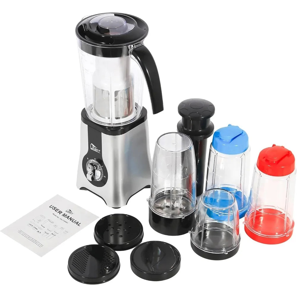 5 in 1 Smoothie Blender 42oz Multi Functional Mixer Juicer Grinder Stainless Steel Blades BPA Free Dishwasher Safe with Cups