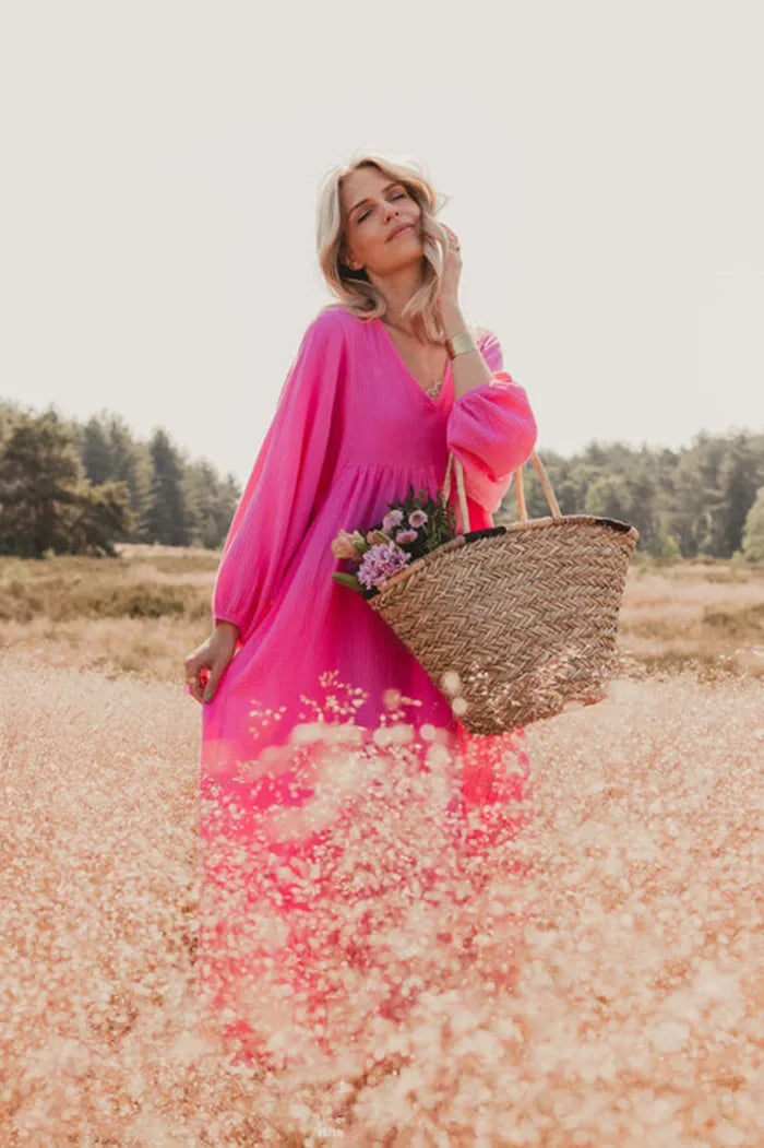 100% Cotton Gauze Muslin Night Dress For Women Sexy V-Neck Long Sleeve Maxi Party Birthday Dress Beach Boho Sundress