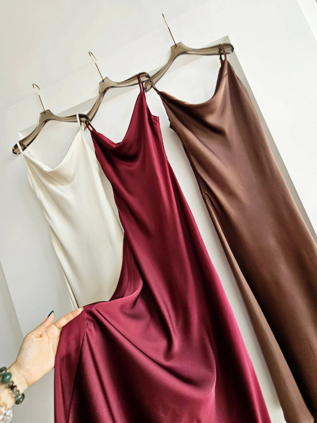 Acetate Satin Long Dress Women's Vacation Gown U-Neck Strapless Luxury Elegant Draped Skirt Three-Dimensional Effect Dyed