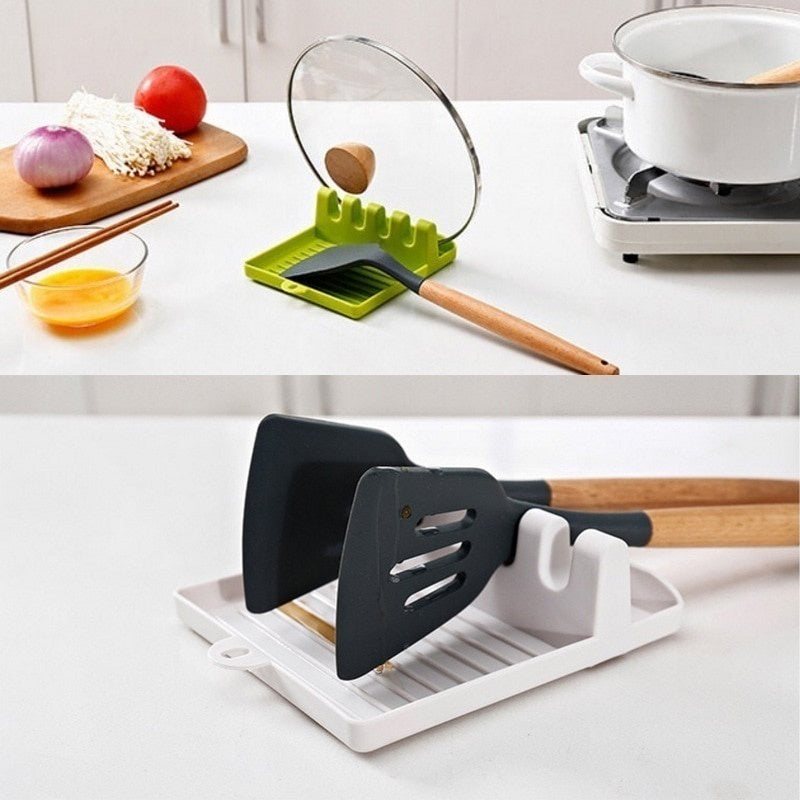 Soporte de cucharas de cocina, estante organizador de tenedores y espátulas de plástico, soporte antideslizante para palillos y cucharas