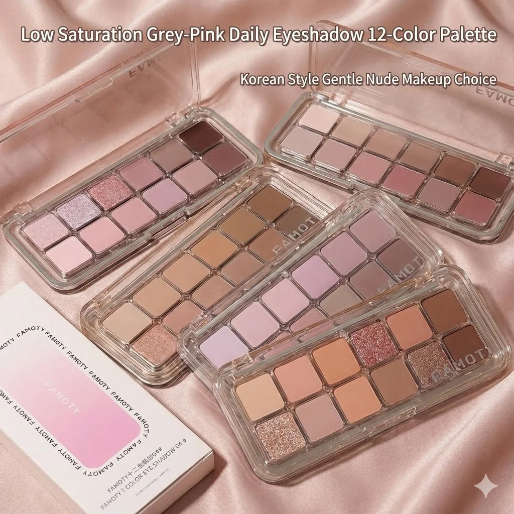 12-Color Low Saturation Eyeshadow Palette All Matte Tea Apricot Eye Makeup Palette Daily Earth Makeup Long Lasting Eye Shadows
