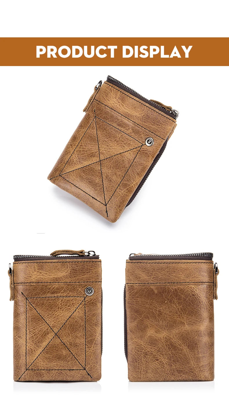 BULLCAPTAIN Authentic Leather Men's Wallet Short Purse Small Retro Wallet Brand High RFID New Short Wallet