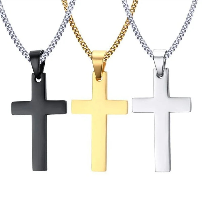 Vintage Gothic Pendant Cross Necklace Cool Street Style Punk Jewelry For Men Women'S Black Chain Accessories Decoration