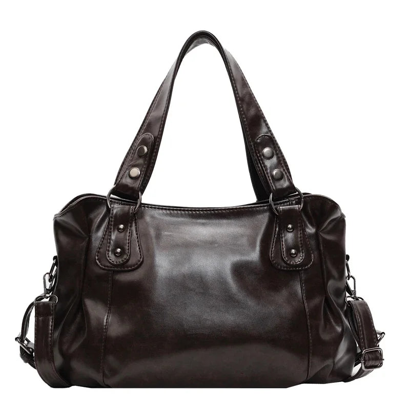 AMYMANG Women's Retro Shoulder Bag - Large Capacity PU Leather Tote
