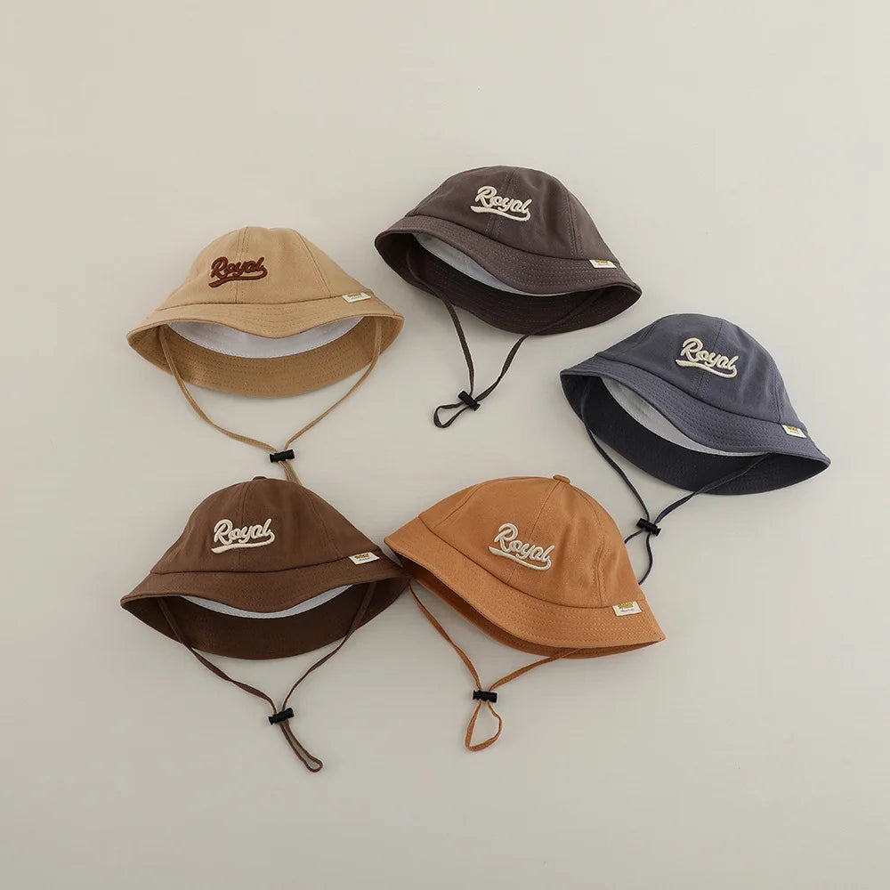 New Embroidered Letter Baby Bucket Hats Spring Sunhat Fishing Hat Sunshade Visor Boy Girl Outdoor Fashion Beach Cap For 6-24M