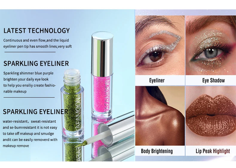Slim Shiny Eye Liners Eyeshadow Liquid Pencil Pearlescent Silkworm Stick Waterproof Diamond Glitter Sequins Eyeliner Makeup