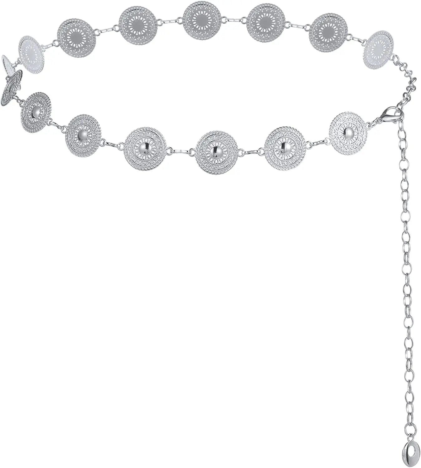 Metal Chain Belt For Women'S Cowgirl Western Country Chain Belts Adjustable Concho Belt For Sweaters Dresses Jeans