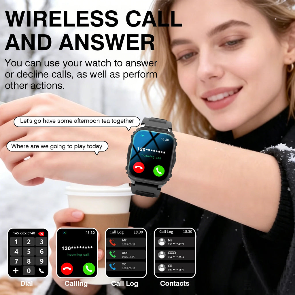 New Smart Watch 1.84 Inch HD Full Touch Screen Display Wireless Call,Answer Phone Watch,Multiple Sports Modes Outdoor Information Reminder Weather Display Music Control Photo Control, Suitable for Iphone & Android