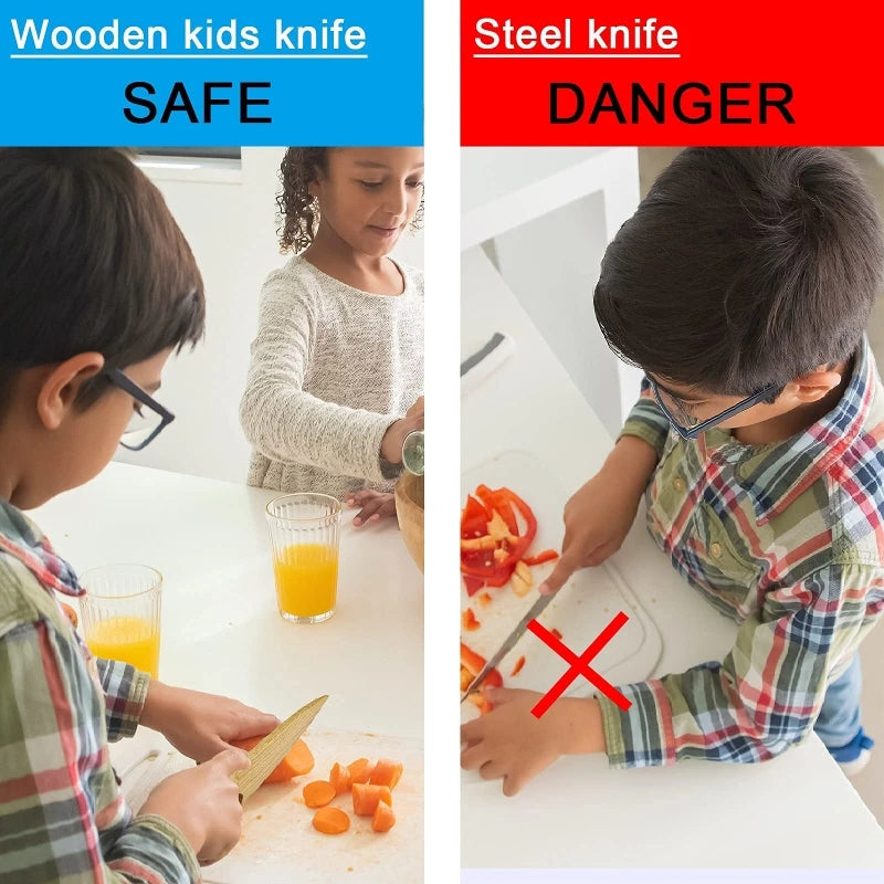Cuchillo de madera para niños para cocinar con forma de pez y dinosaurio, juguete de cocina, cortador de verduras y frutas, herramienta de cocina, cuchillo de madera para niños