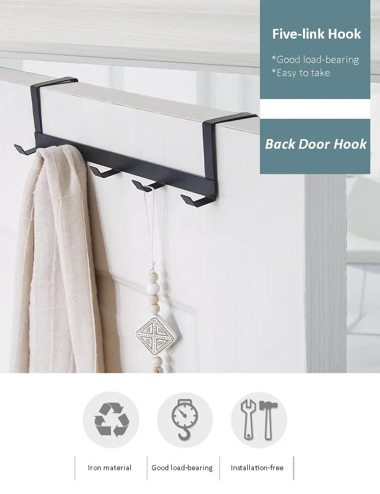 Ganchos para Colgar en la Puerta, 5 Ganchos, Estante Organizador para el Hogar, Baño, Ropa, Abrigos, Sombreros, Toallas, Accesorios de Cocina y Baño