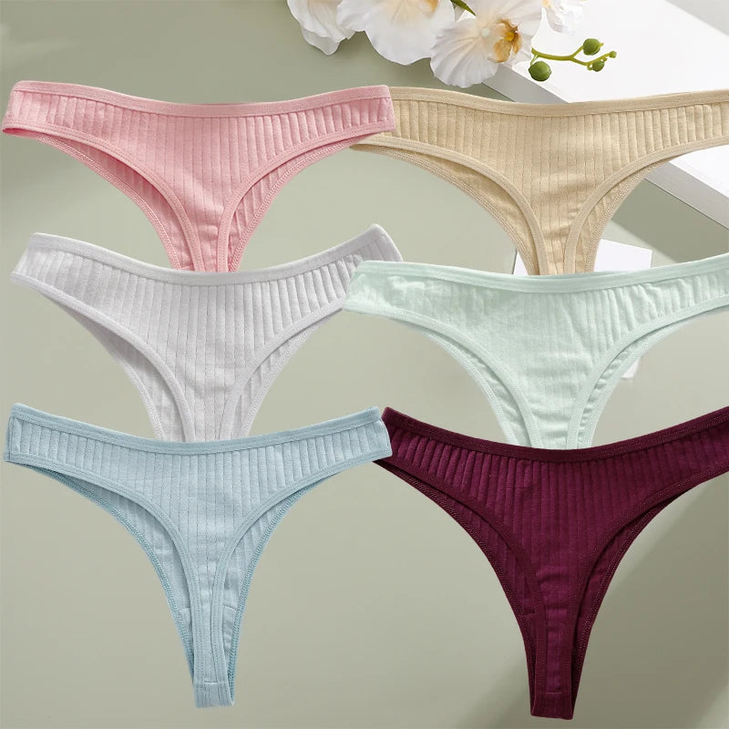 Conjunto de tangas y bragas transpirables de algodón para mujer, cómodas para uso diario