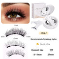 Magnetic Eyelashes Set 1 Pair Reusable No Glue Needed False Eyelashes with Magnetic Tweezers Curly Faux Lashes Makeup Tool