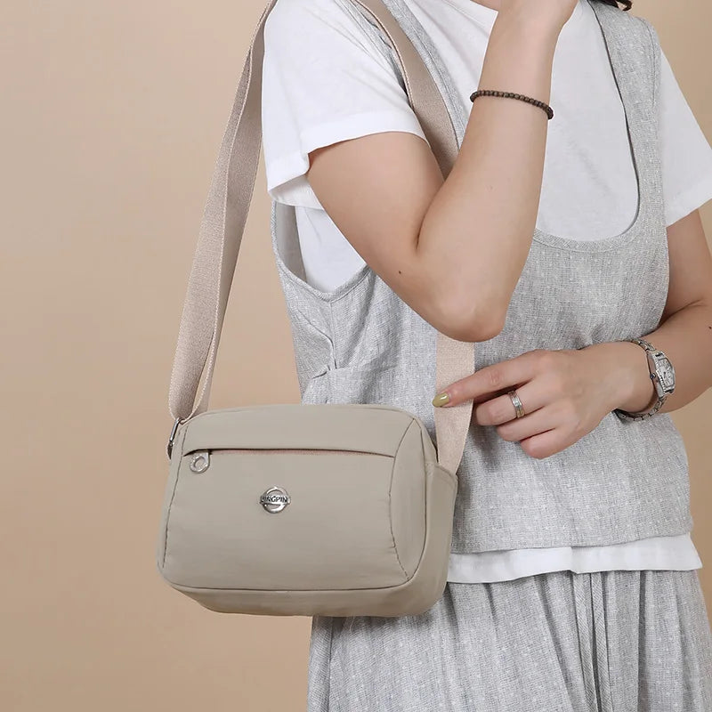 Women Crossbody Bag Lightweight Nylon Shoulder Bag Wide Adjustable Strap Phone Pocket Casual Daily Commute Outdoor Shopping Bag