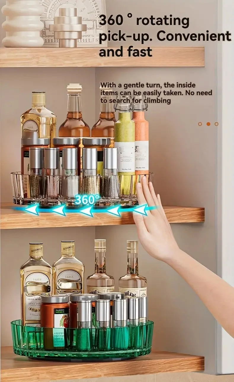 360° Rotating Spice Rack Organizer - 21x4cm Countertop Storage Box