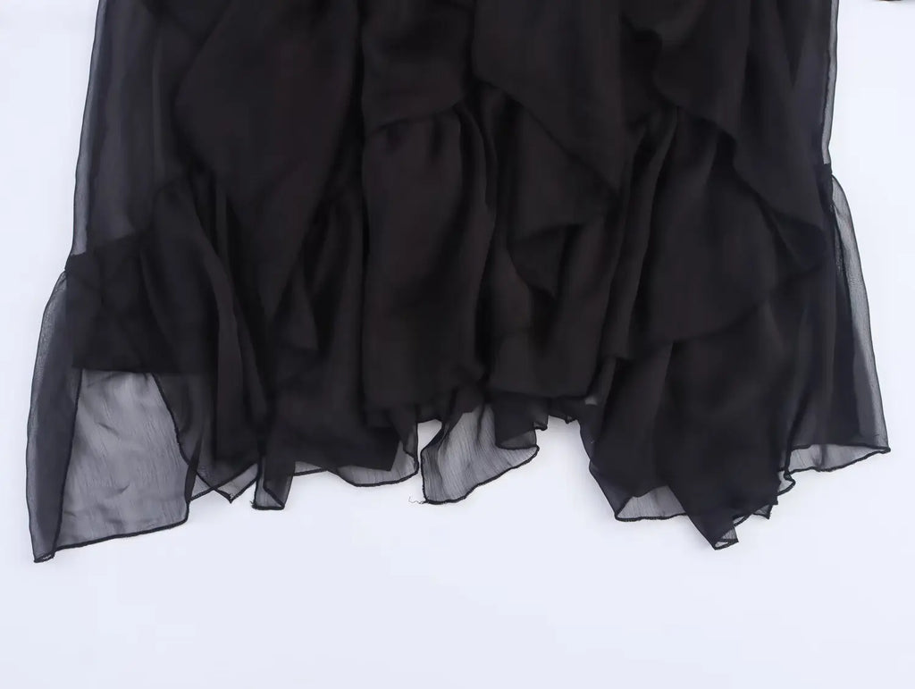 Topenomi Fairy Tierred Ruffled Skirt Women Summer Simple Solid Elastic Waist A-line Long SkirtsK Fashion Versatile Юбка