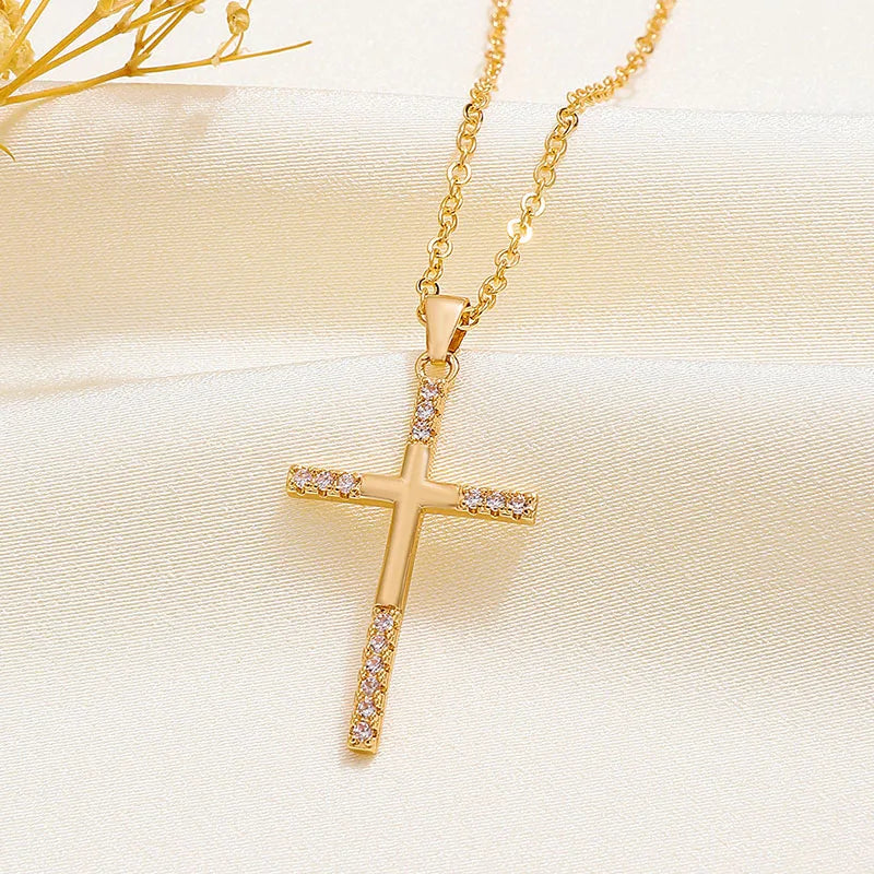 Punk Cross Pendant Gothic Imitation Pearls Necklace For Man Woman Y2K Choker Hiphop Star Trend Jewelry Premium Clavicle Chain