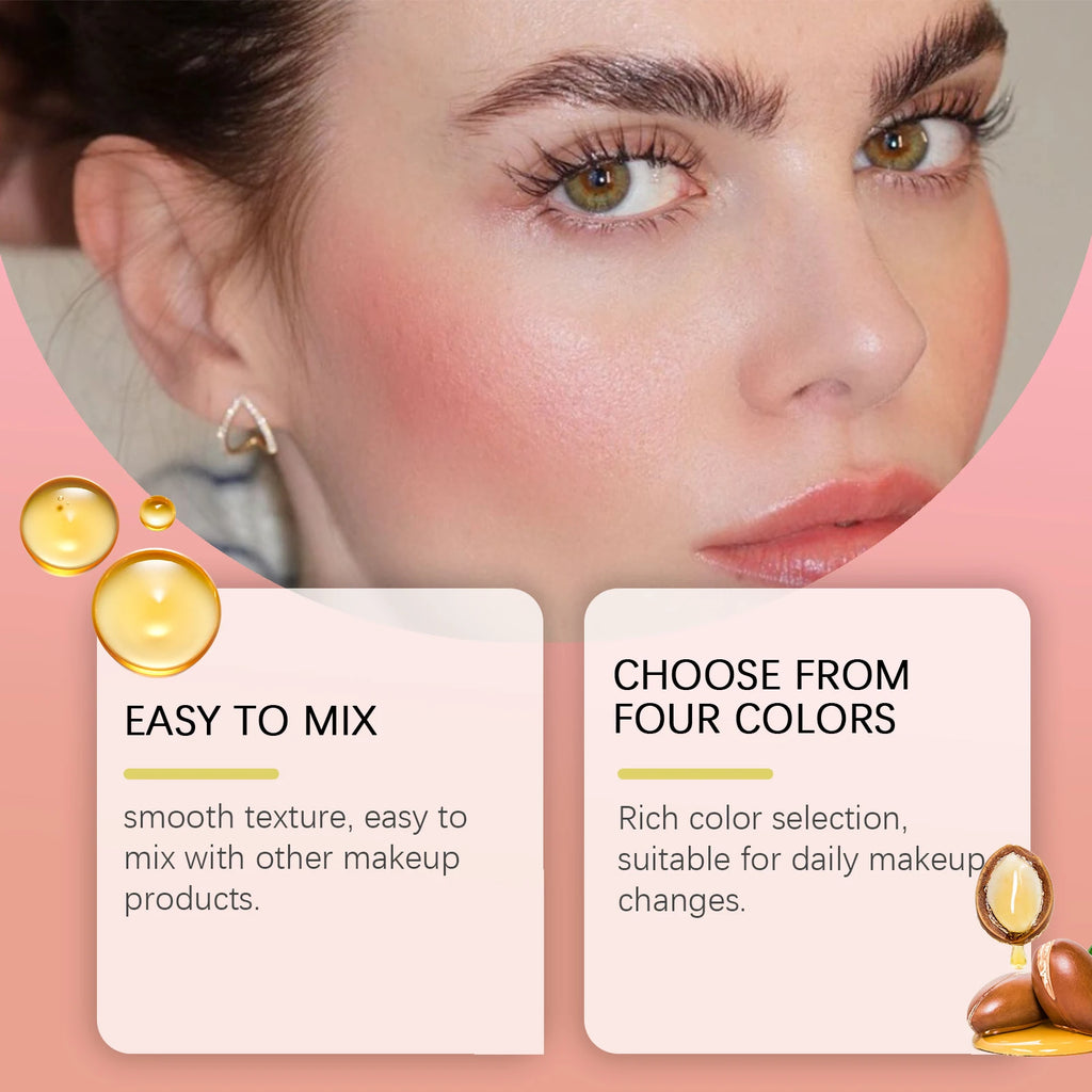 Monochrome Blush Fine Glitter Natural Cheek Color Brighten Face Contour Makeup Cream Blush With Hyaluronic Acid Cosmetics Long Lasting Shimmer Blusher For Radiant Glowy Look