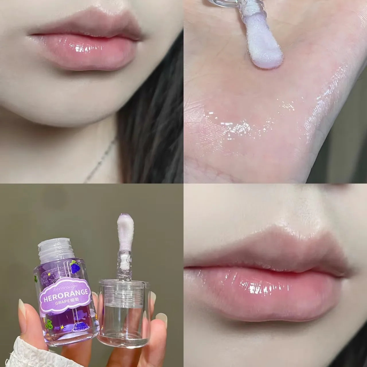 Herorange Multi-Use Fruit Lip Oil - Lip Primer & Top Coat, Moisturizing Hydrating, Dewy Plump "Dudu Lips" Lip Gloss
