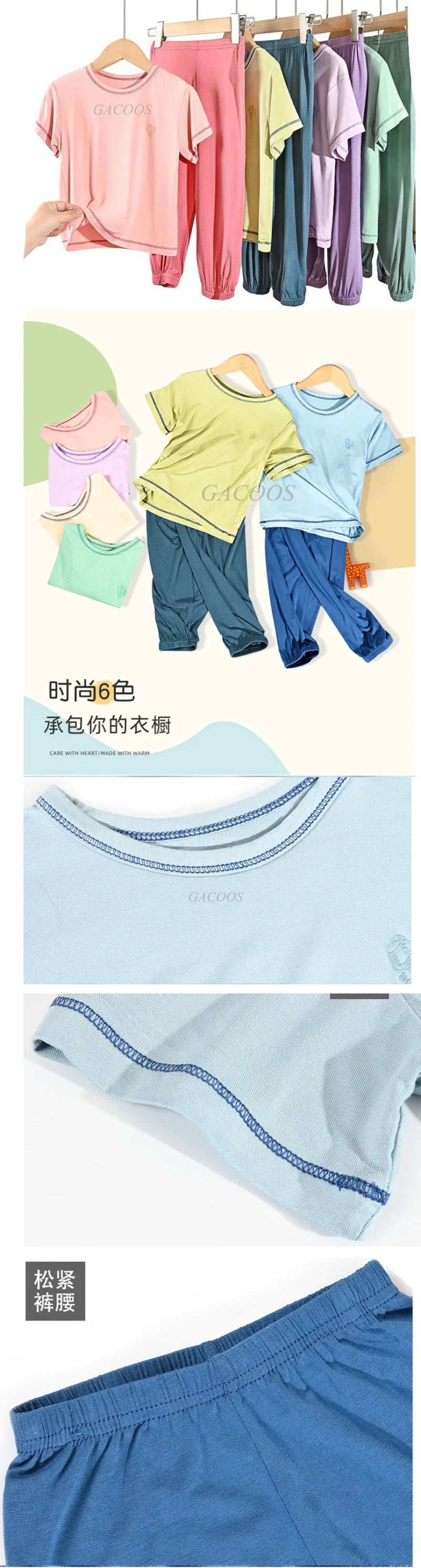 Teenage Boy Pajamas Summer Girl Short Sleeve Children's Clothing Sleepwear Silk Cotton Pyjamas Sets For Kids 4 8 9 12 13 14Years