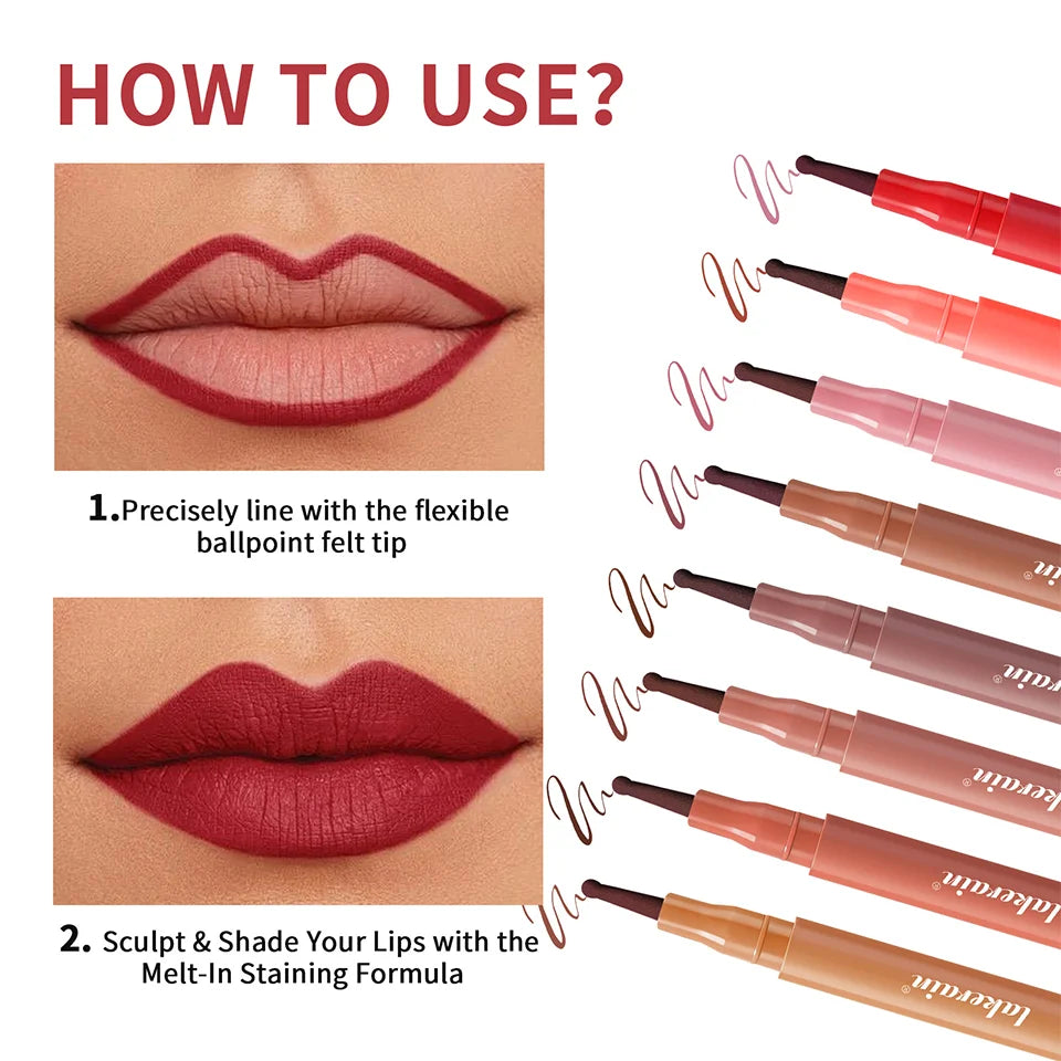 Waterproof Lip Liner Stain Lip Lingerie Long Lasting 8 Colors Transfer Proof Smudge Resistant Color No Bleed Formula  Cosmetics