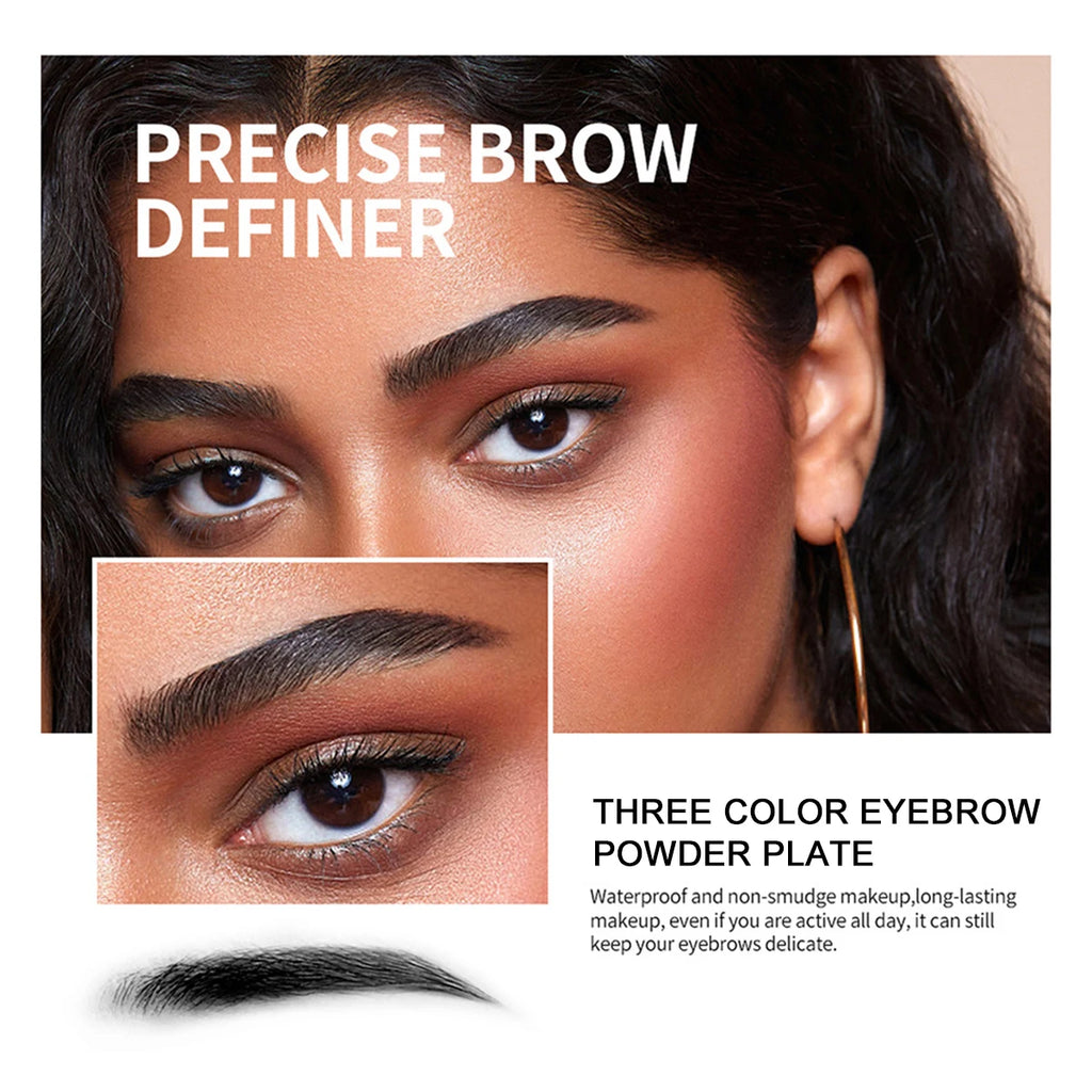 Three-color eyebrow powder shadow three-dimensional eyebrow shape waterproof and sweat-proof natural long-lasting eyebrow powder