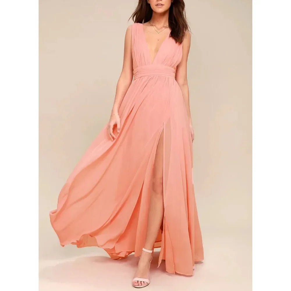 Sexy Backless Maxi Summer Dress Women'S Mesh Long Bodycon Red Christmas Dress Bridesmaid Evening Dresses