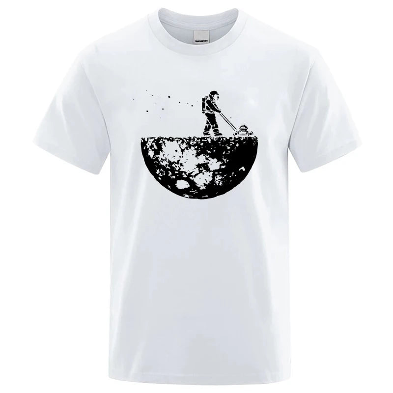 Men's Lunar Cleaner Graphic T-Shirt - Cotton Blend O-Neck Casual Tee