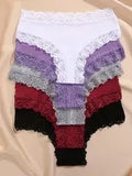 5Pcs/Set Women'S Cotton Panties Floral Lace Intimate Underwear Trendy Patchwork Lace Briefs Female Soft Underpants Lingerie S-Xl