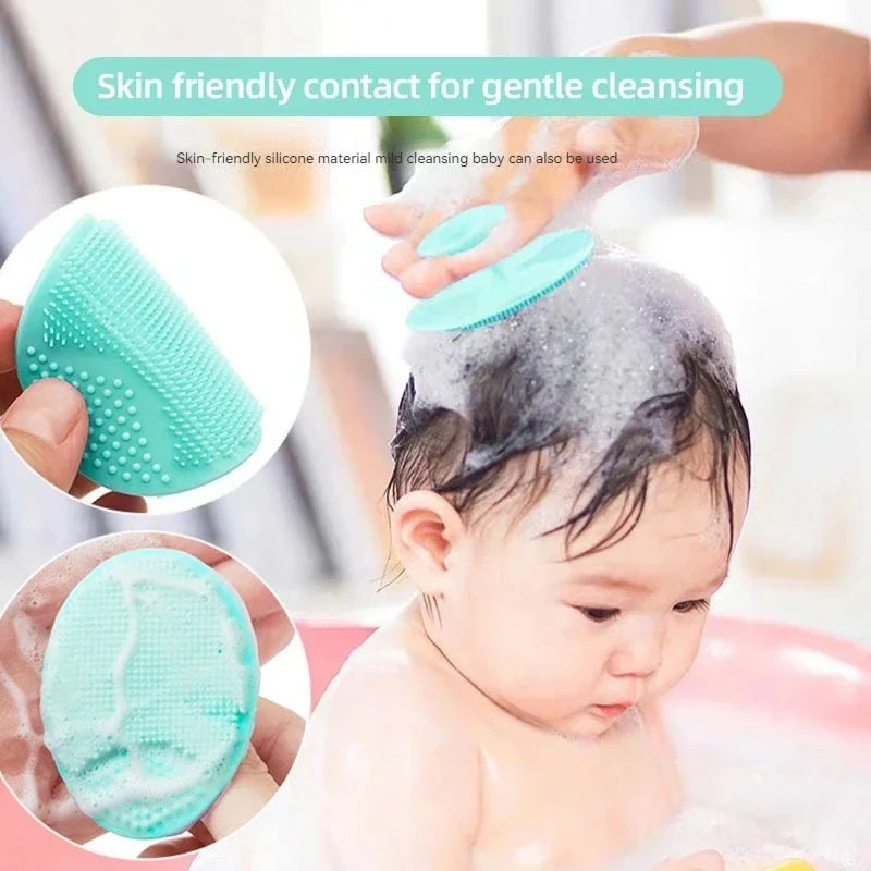 2/4pcs Silicone Face Wash Brush Clean Pores Baby Shampoo Brush Baby Bath Brush Soft Hair Round Shampoo Comb Home Use