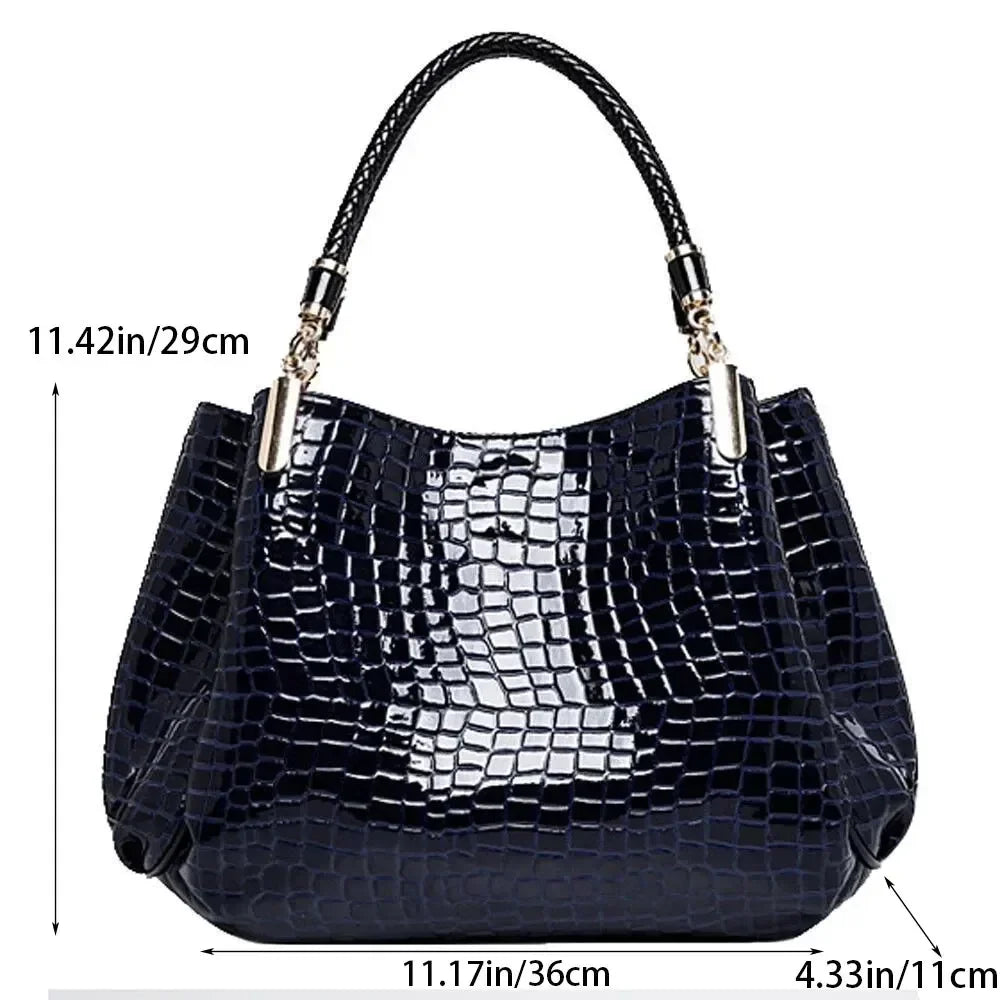 Women's Bag Large Capacity Tote Daily Commute Women's Shoulder Bag Crocodile Print Bright Face Handbag Shopping Women's Handbags