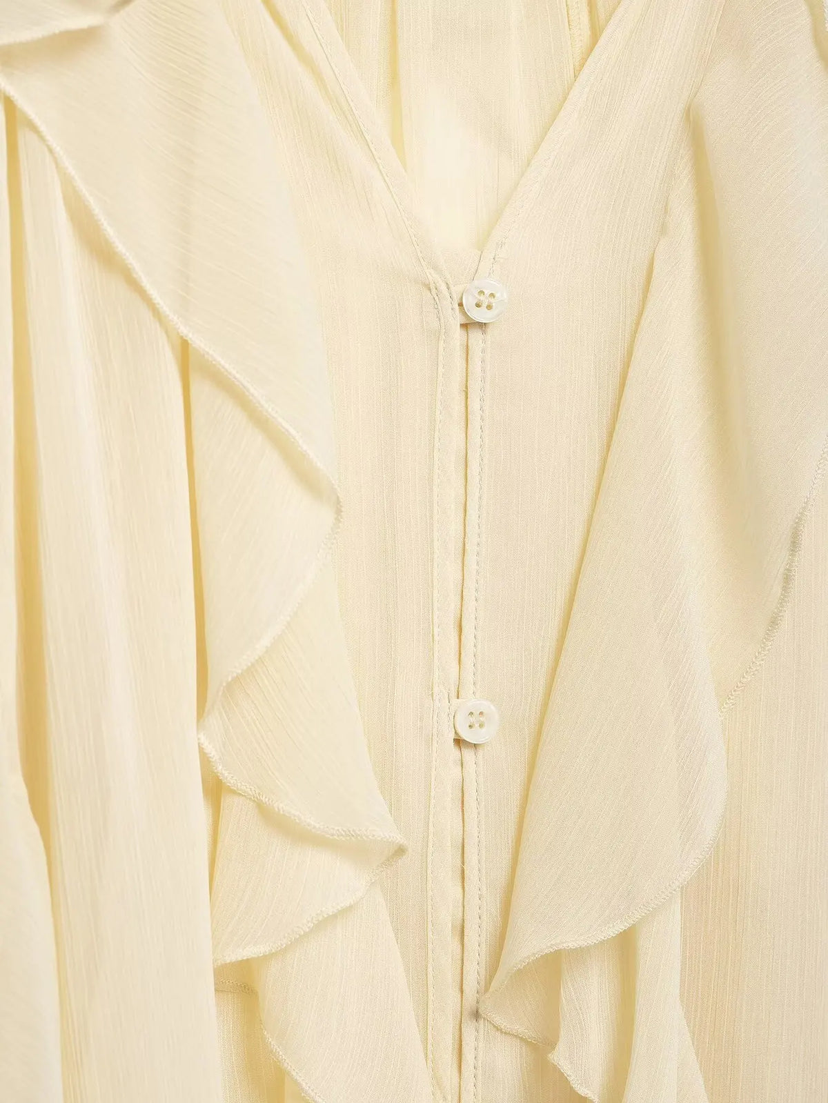 Women Fashion Solid Ruffled Blouse Vintage V-Neck Long Sleeves Female Chic Lady Shirts