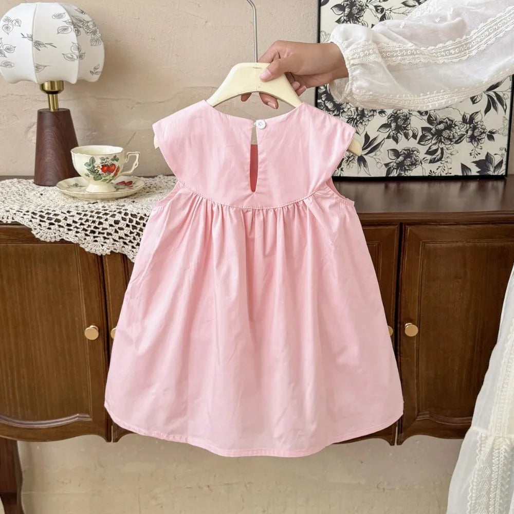 2 To 7 Years Old Flower Embroidery Princess Dress for Girls Summer New Korean Version Sleeveless Children's Casual Dresses