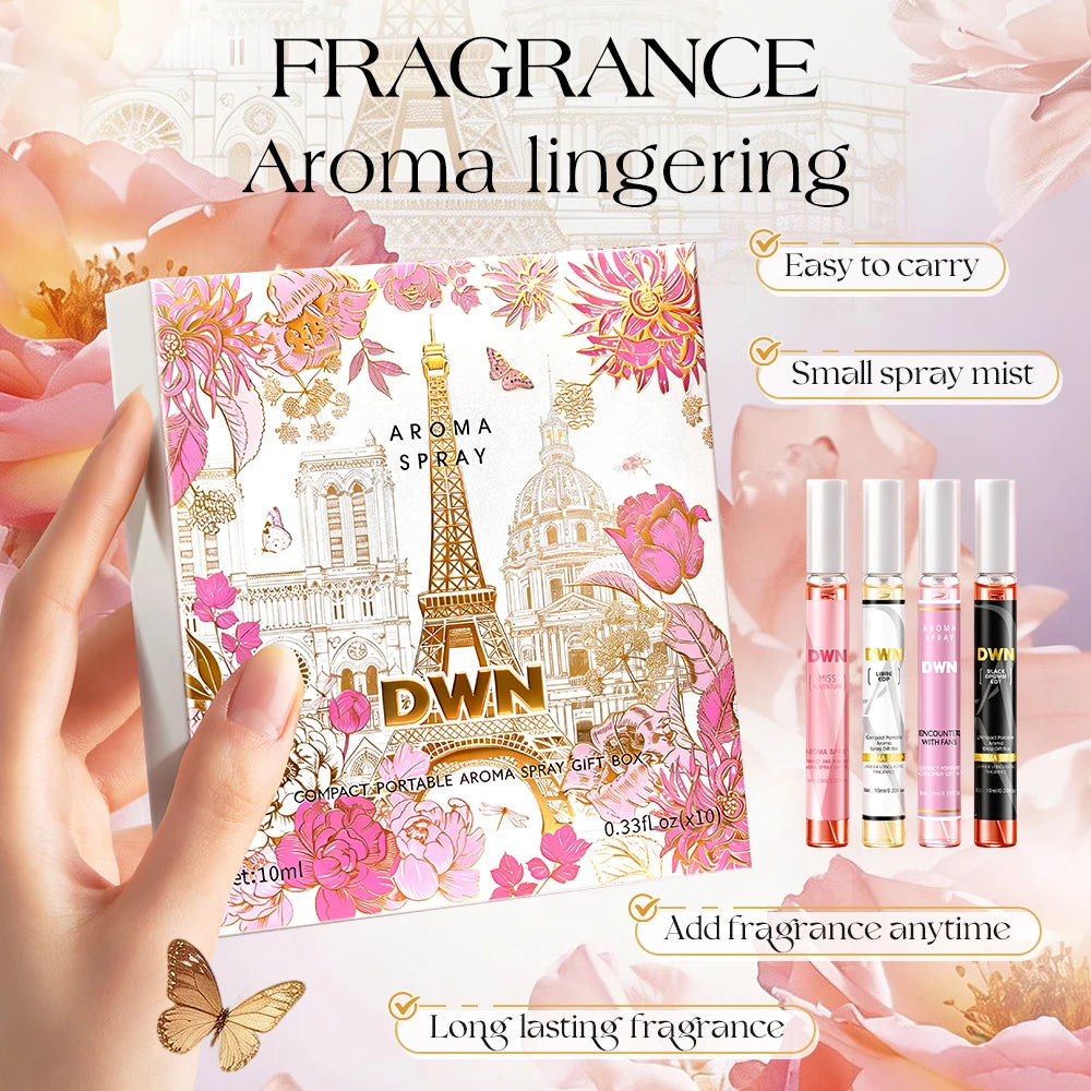 Women's 10PCS Alcohol-Free Fragrances Set, Romantic Floral Scents, Elegant Gift Box, Long-Lasting, Ideal for Daily Use & Gifting