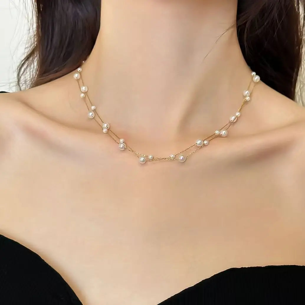 Multi-Layer Imitation Pearl Bead Necklace for Women