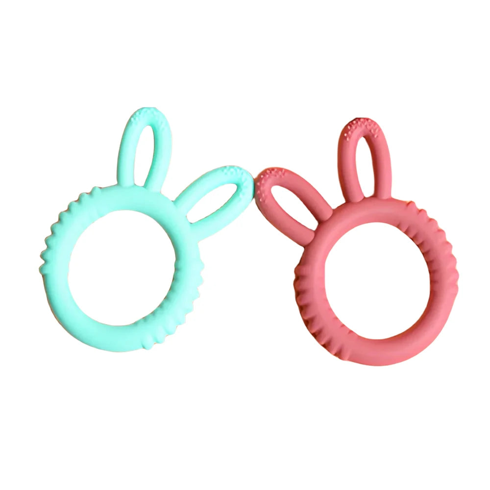 Mordedor de silicona con forma de conejito de Happy Children para bebés - Juguete calmante para la dentición