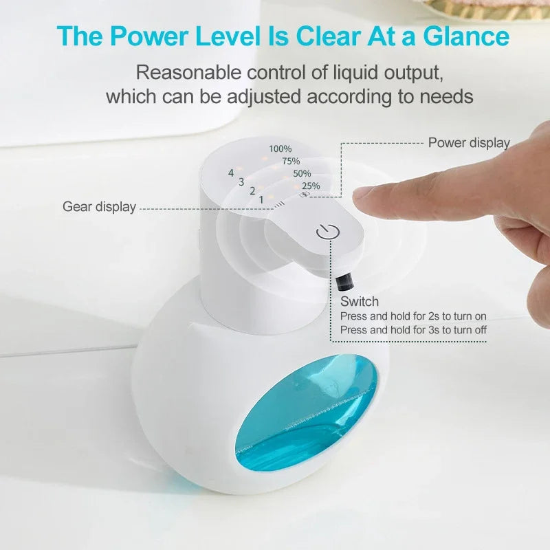 Dispensador automático de jabón 2025 de 420 ml, dispensador de espuma, sensor táctil, dispositivo de lavado de manos con carga USB, montado en la pared