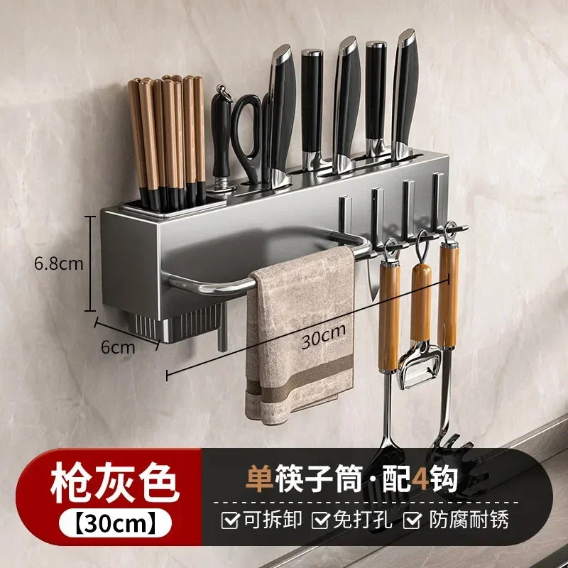 NEW Thiened Kitchen Knife Ra Wall Mounted Chopstis Tube Storage Multi-Function Carbon Steel Kitchen Storage Organizer