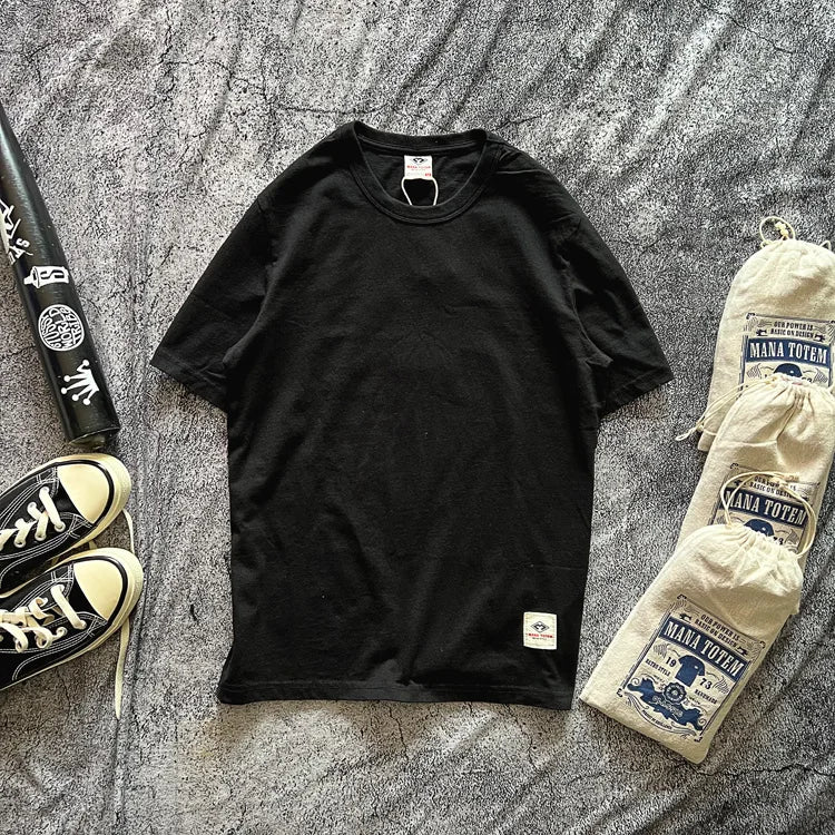 220g 100% Cotton Retro Printed T Shirts for Men 2024 Summer Casual Half Sleeve Basic T-shirt for Youth Motorcycle Male Tees Tops
