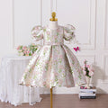 HETISO Girls Princess Dress Embroidery Flower Kid's Casual Dresses Puff Sleeve Children's Clothing 3-6 Years