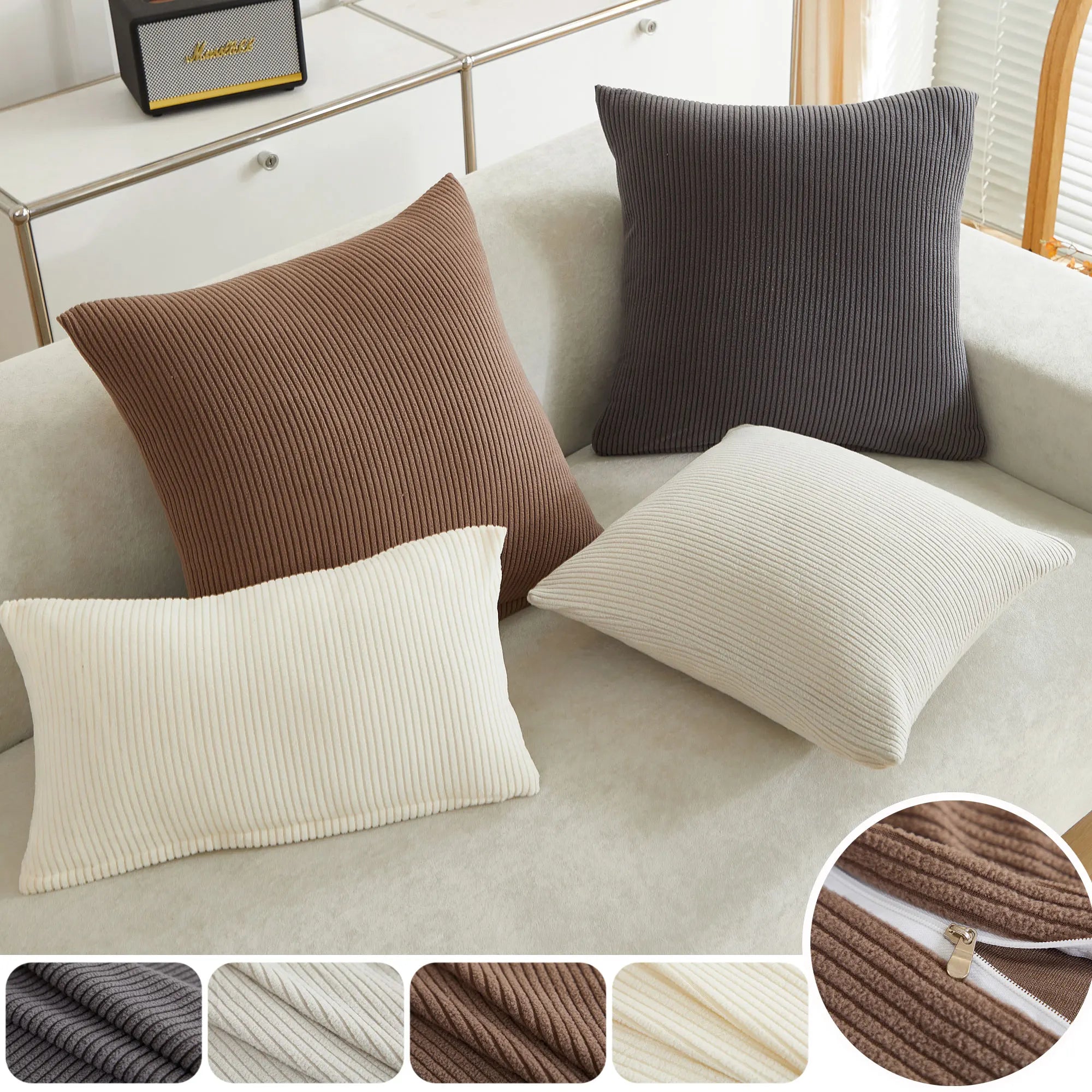 Soft Stripted Jacquard Throw Pillow |Home Decor
