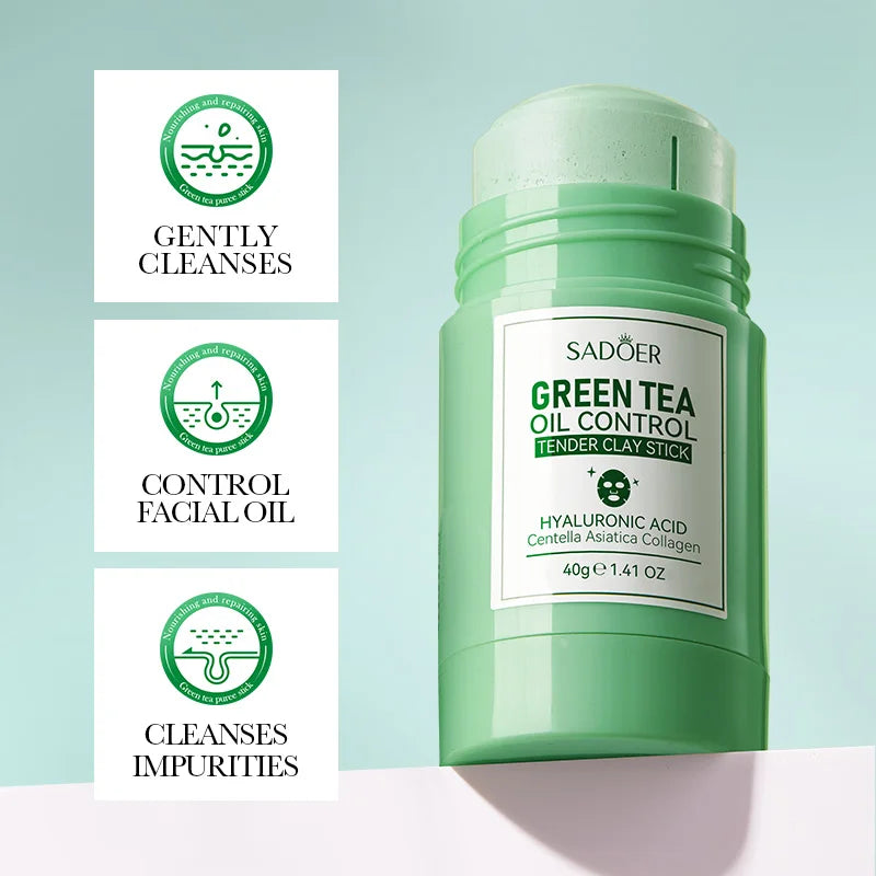 SADOER Green Tea Rose Mud Face Mask Stick Clay Facial Masks Moisturizing Remove Blackhead Anti-aging Facial Cleansing Mud Masks