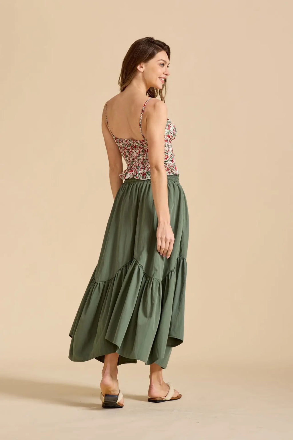 Summer Boho Maxi Skirt Women's Adjustable Drawstring High Waist Cascading Ruffles Artistic Flare European Vintage Style Sexy