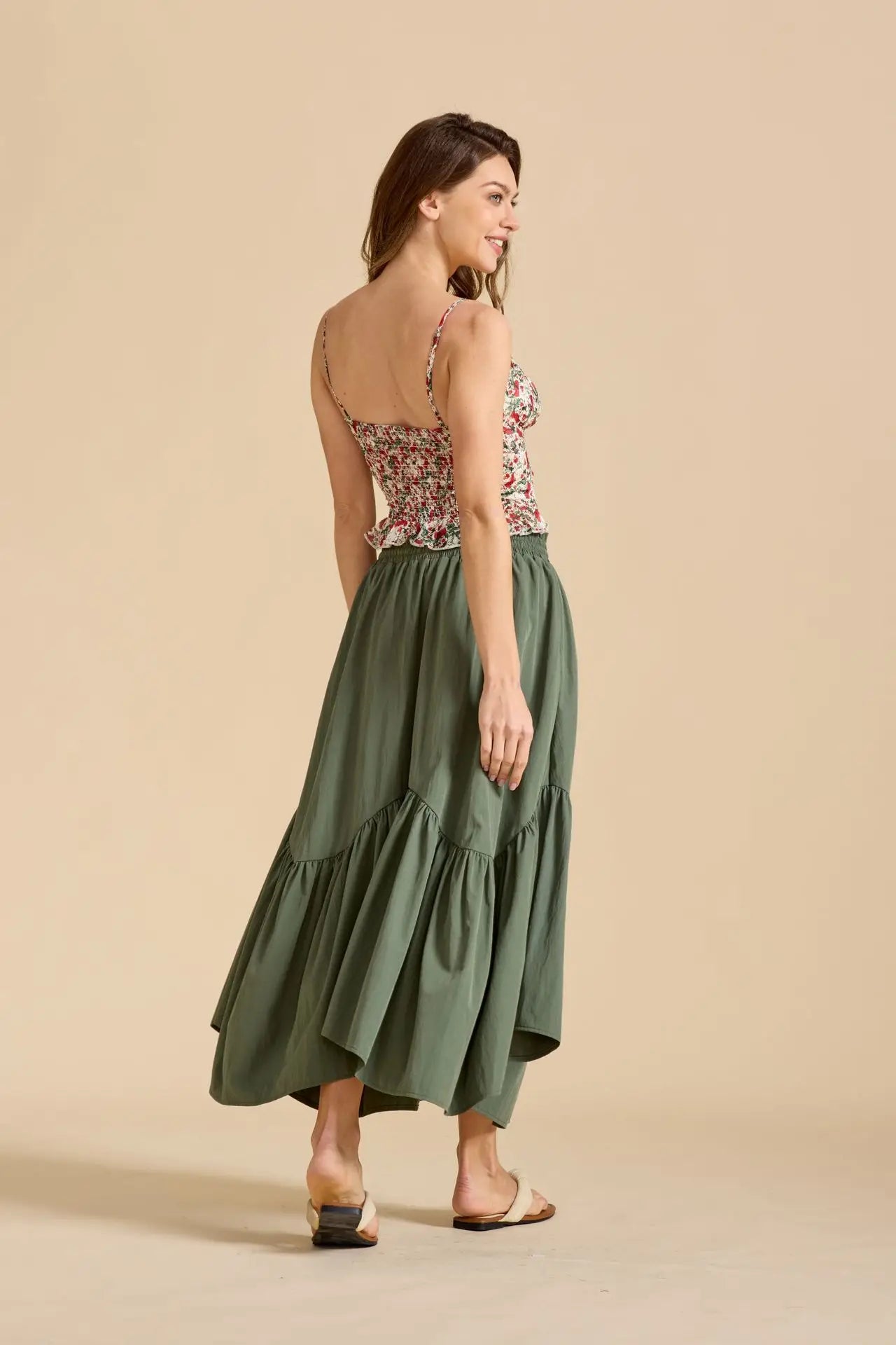 Summer Boho Maxi Skirt Women's Adjustable Drawstring High Waist Cascading Ruffles Artistic Flare European Vintage Style Sexy