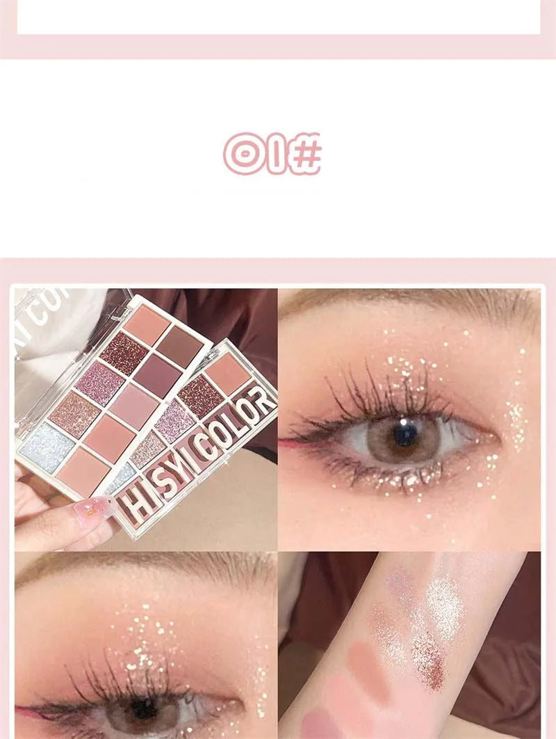 10 Colors Shimmer Matte Eyeshadow Palette Nude Glitter Shiny Pigment Eye Shadow Long Lasting Waterproof Make Up Palette Cosmetic